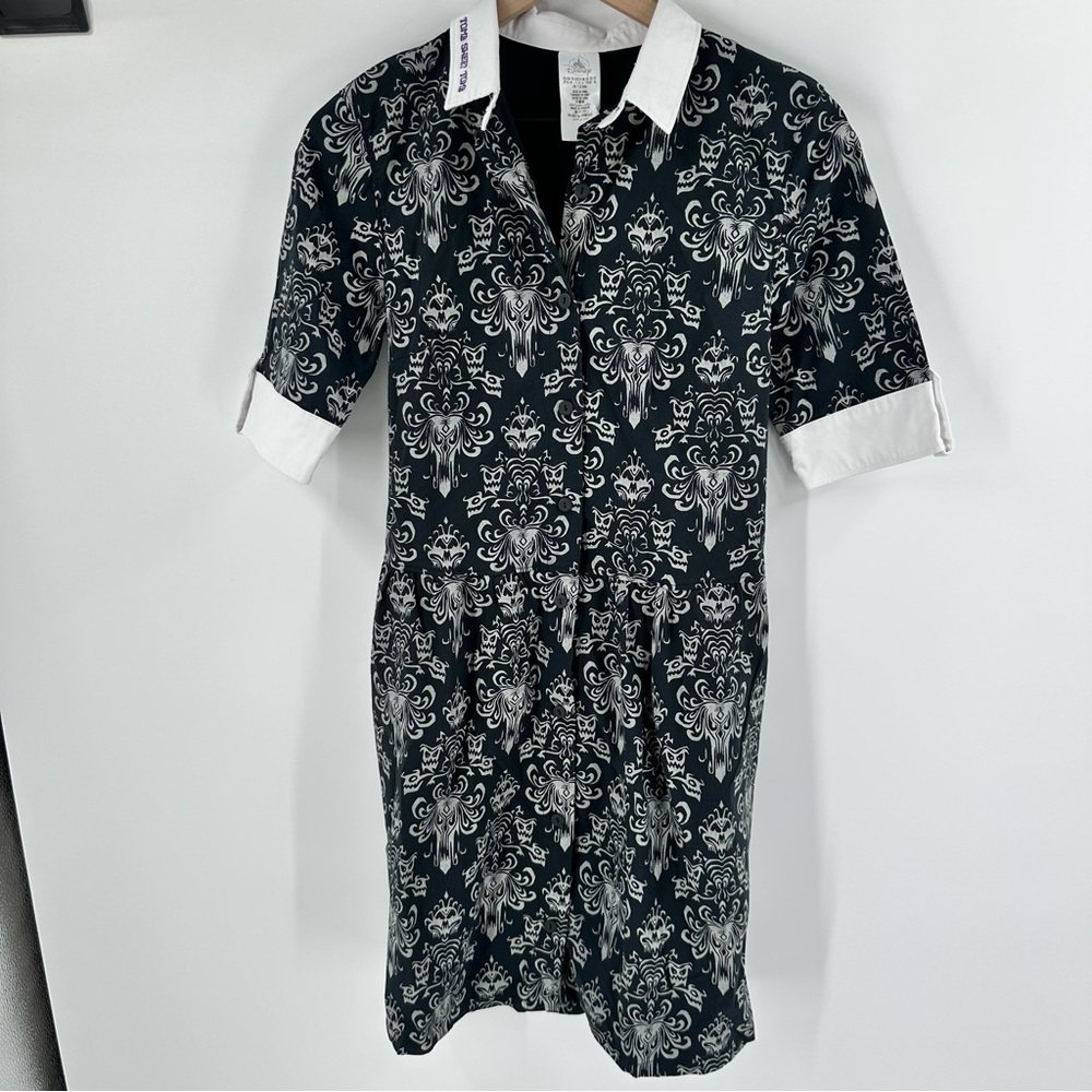 Disney Parks Haunted Mansion Wallpaper Dress Womens XS‎ Glow-in-the-Dark Eyes